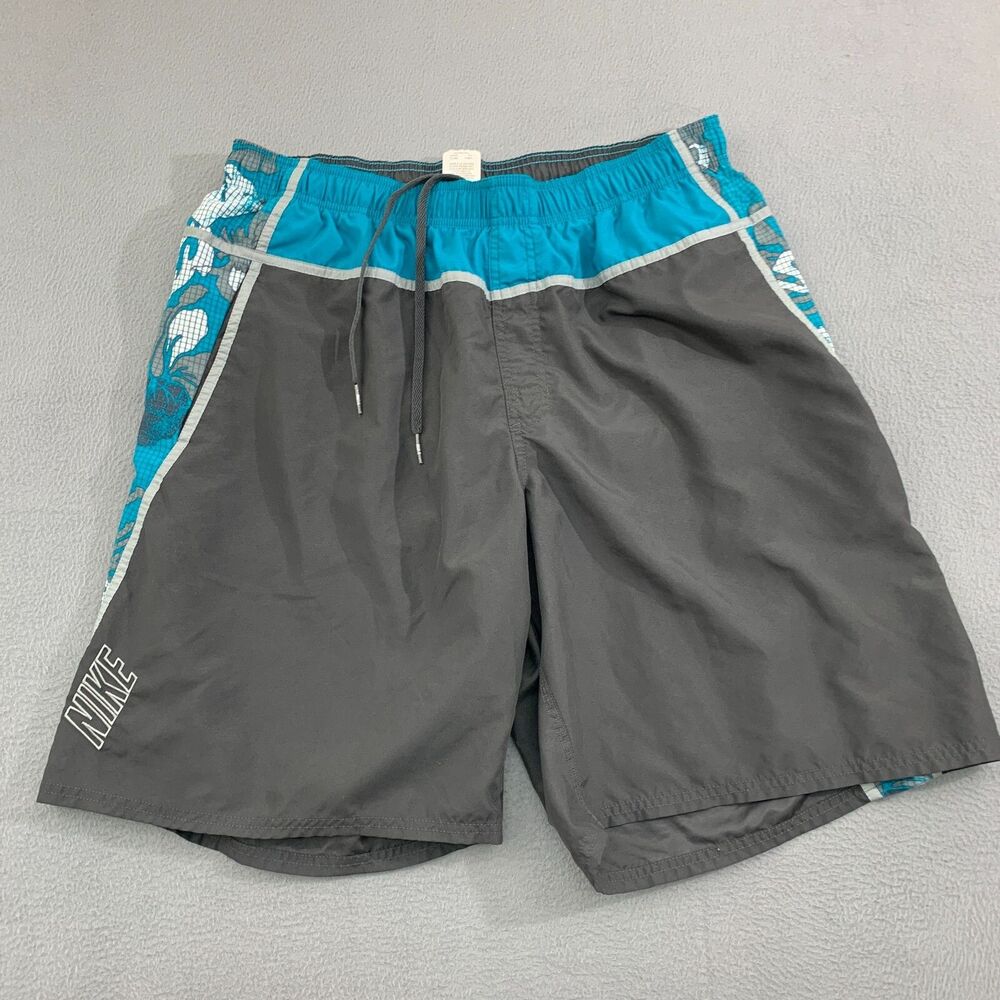 Y2K Nike Board Shorts Swim Trunks Mens XXL Lined Floral Elastic Waist
